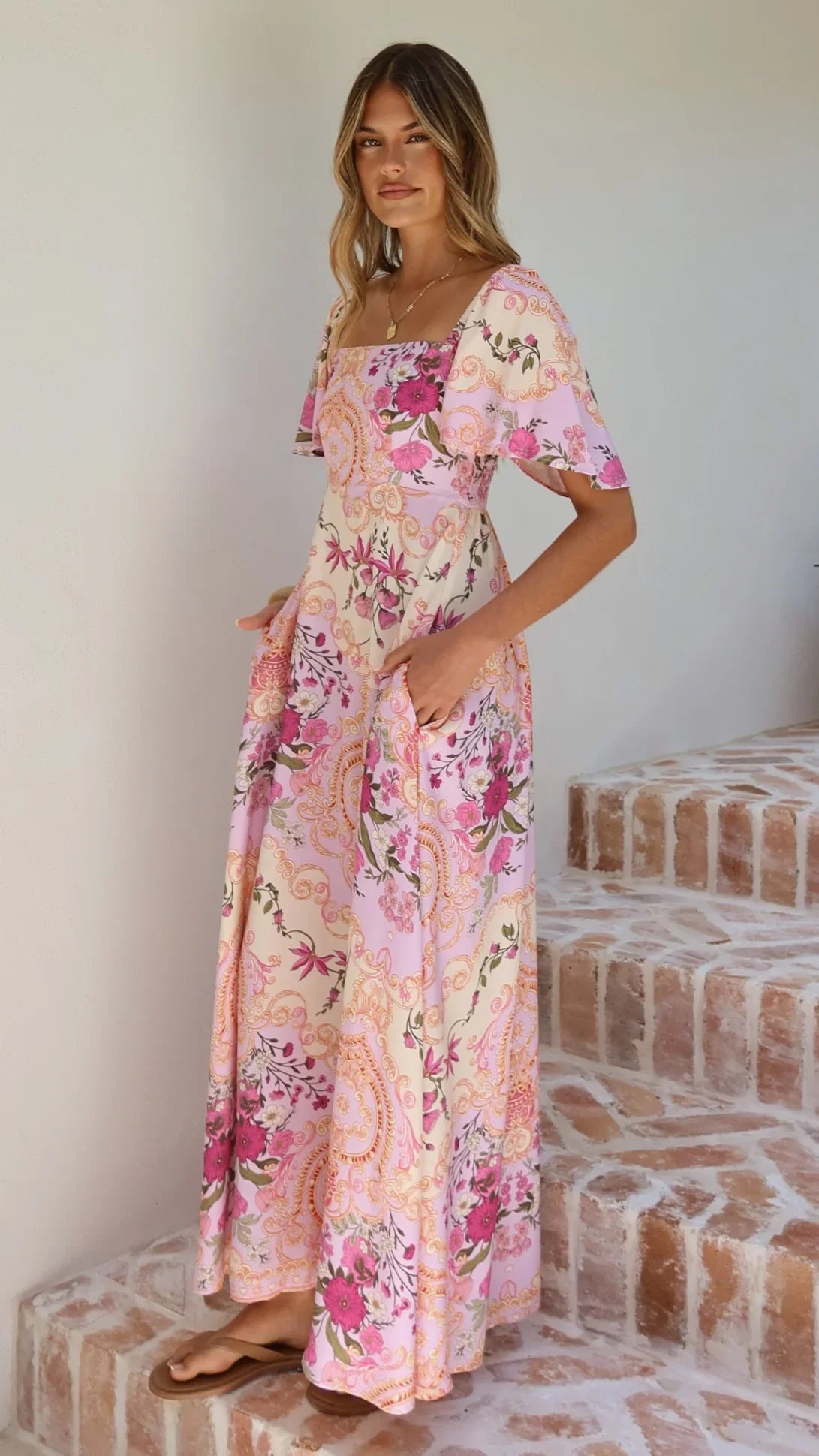Tamar Maxi Dress - Pink Floral