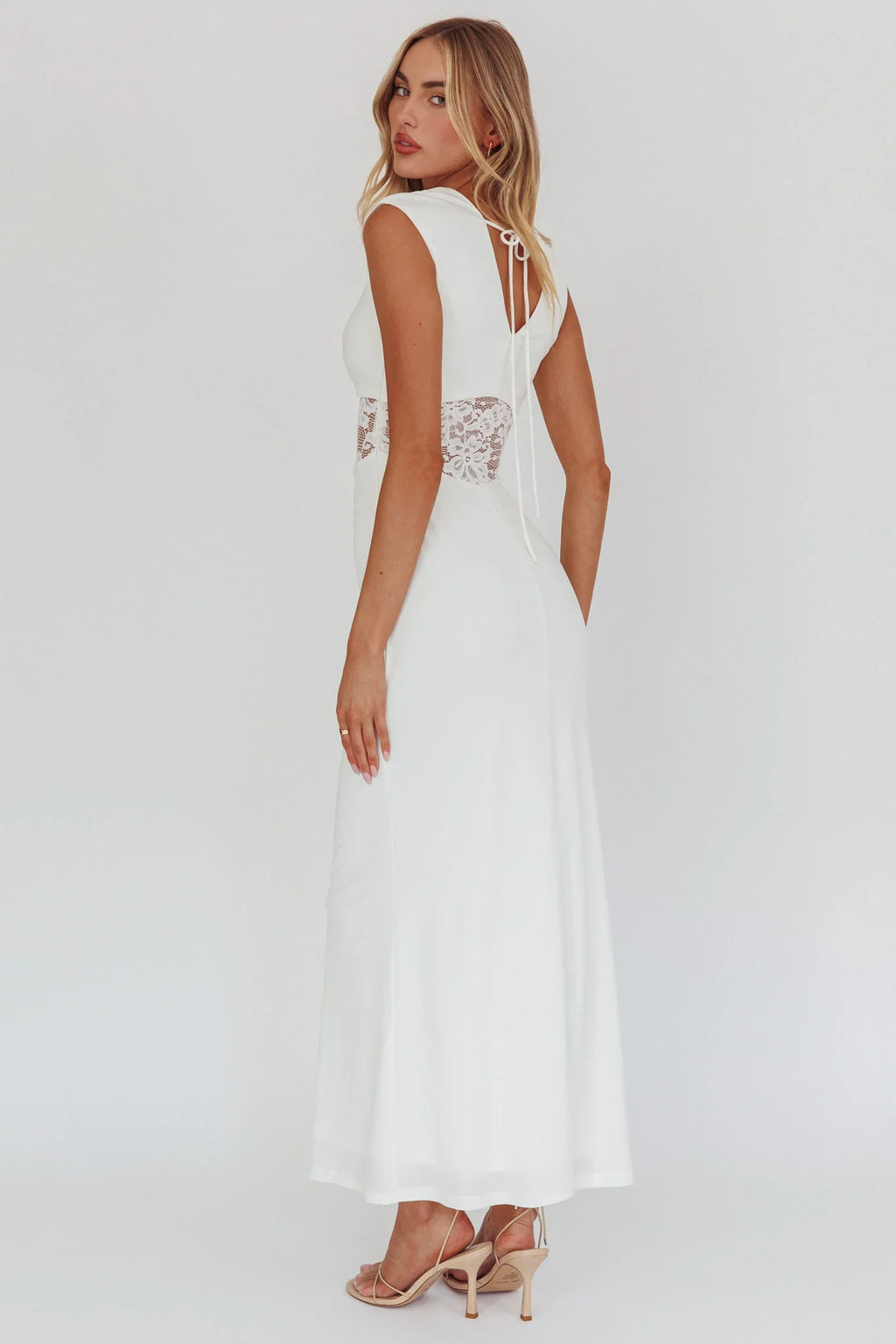Solara Lace Waist Maxi Dress White