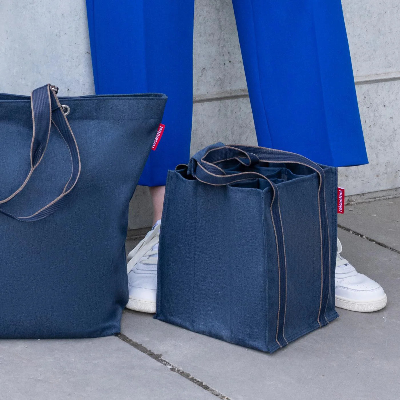 Bottlebag Herringbone Dark Blue