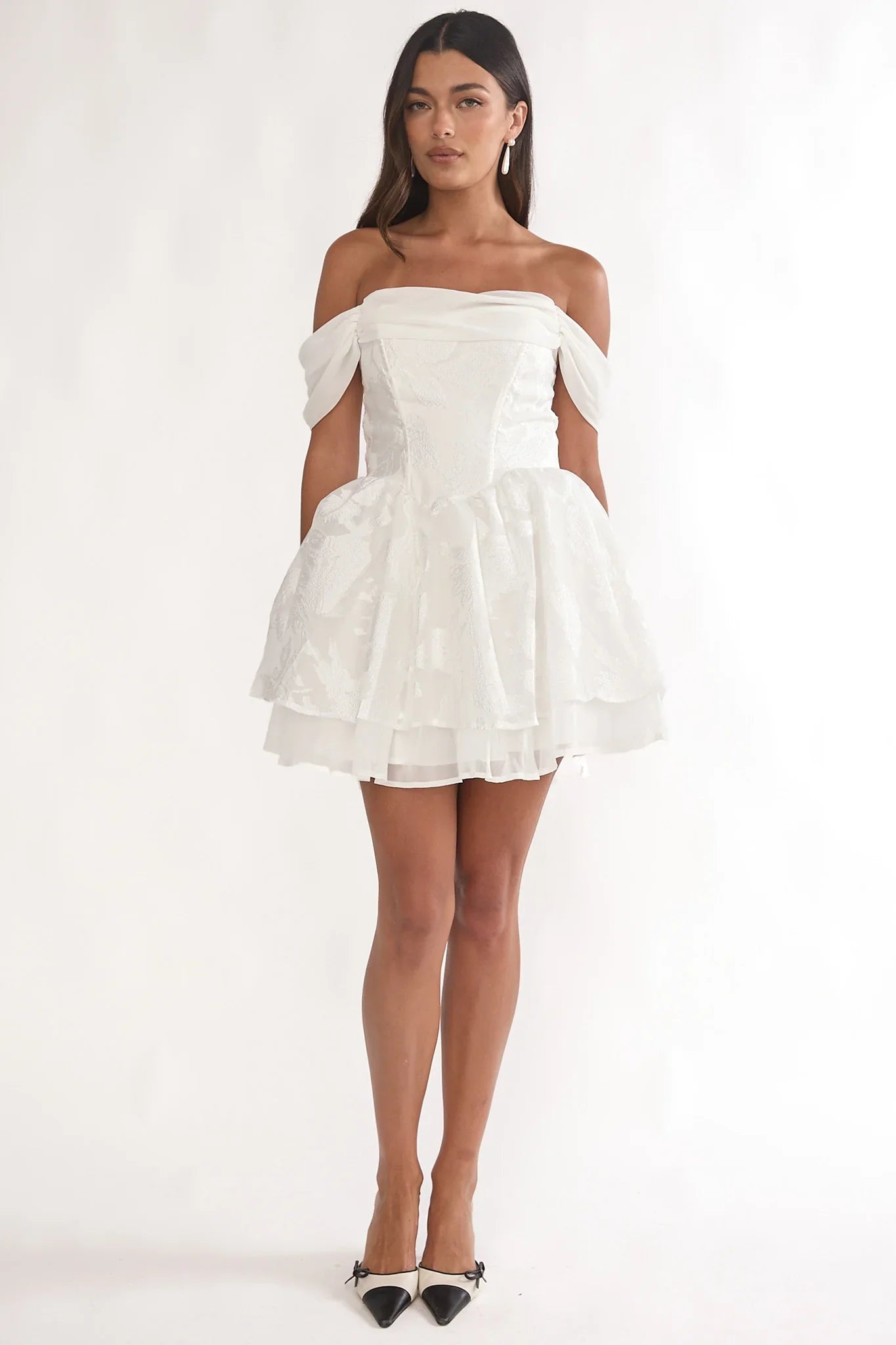 Lusting Off Shoulder Mini Dress White