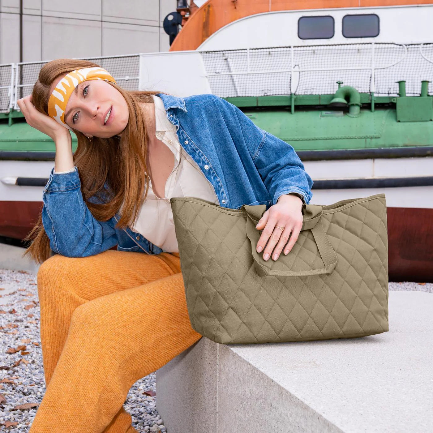 Classic Shopper Xl Rhombus Olive