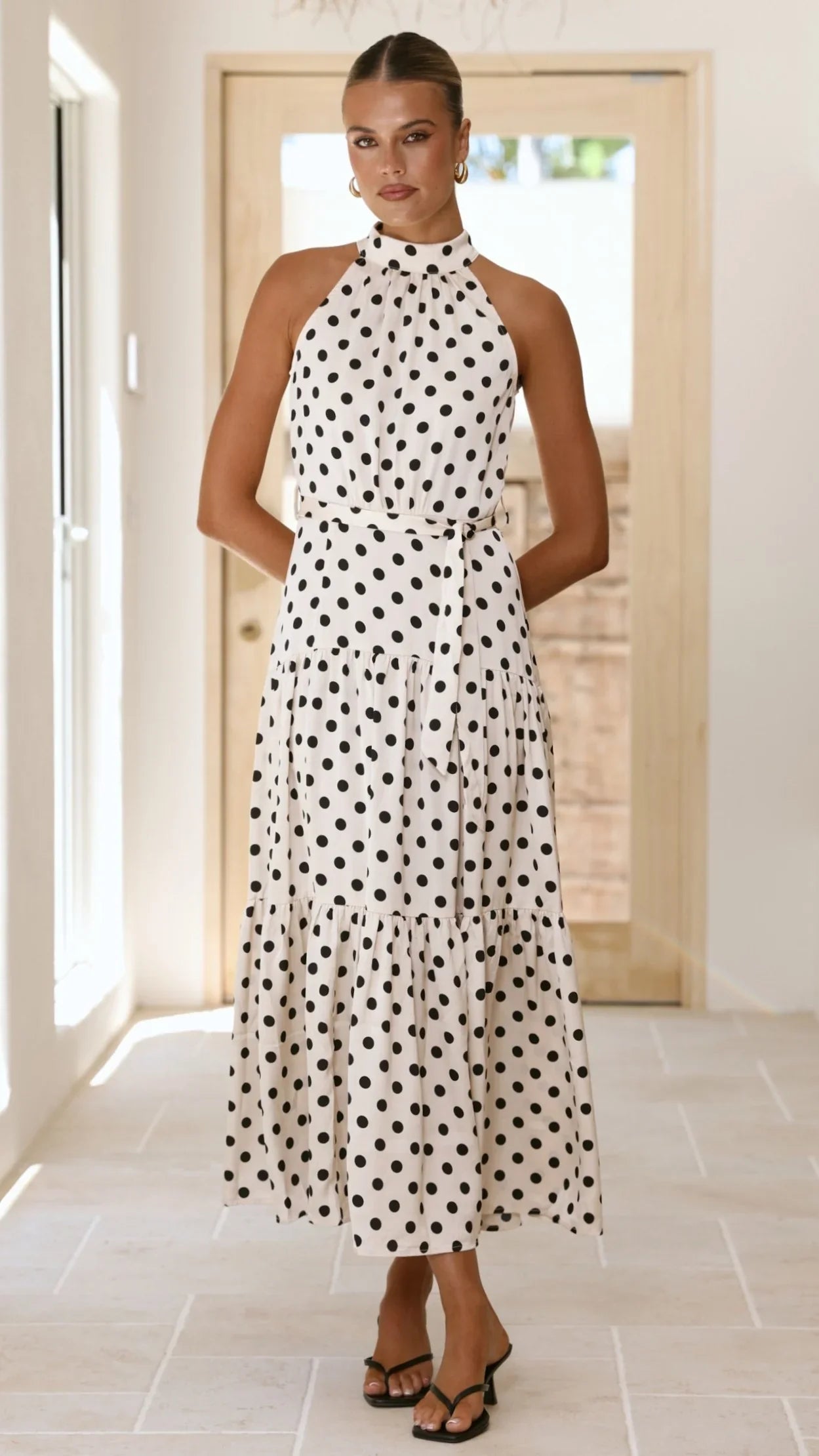 Dawson Maxi Dress - Cream / Black Polka Dot