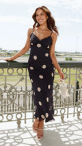 Jianna Maxi Dress - Black/Cream Polka