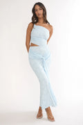 Luli One-Shoulder Cut-Out Maxi Dress Textured Light Blue