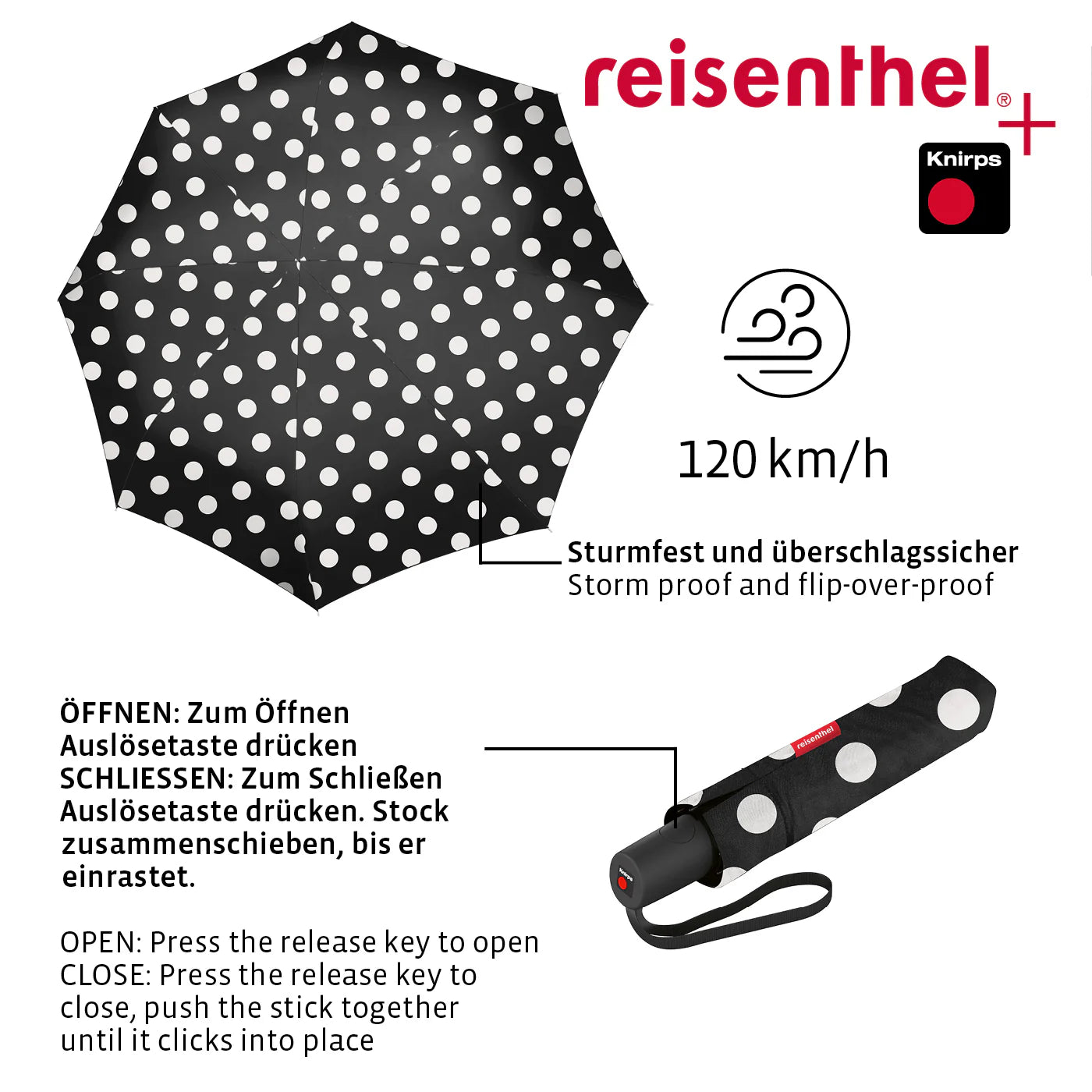 Umbrella Pocket Duomatic Dots White
