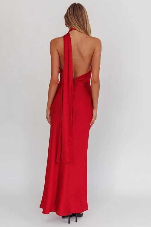 Adora One-Shoulder Maxikleid Rot