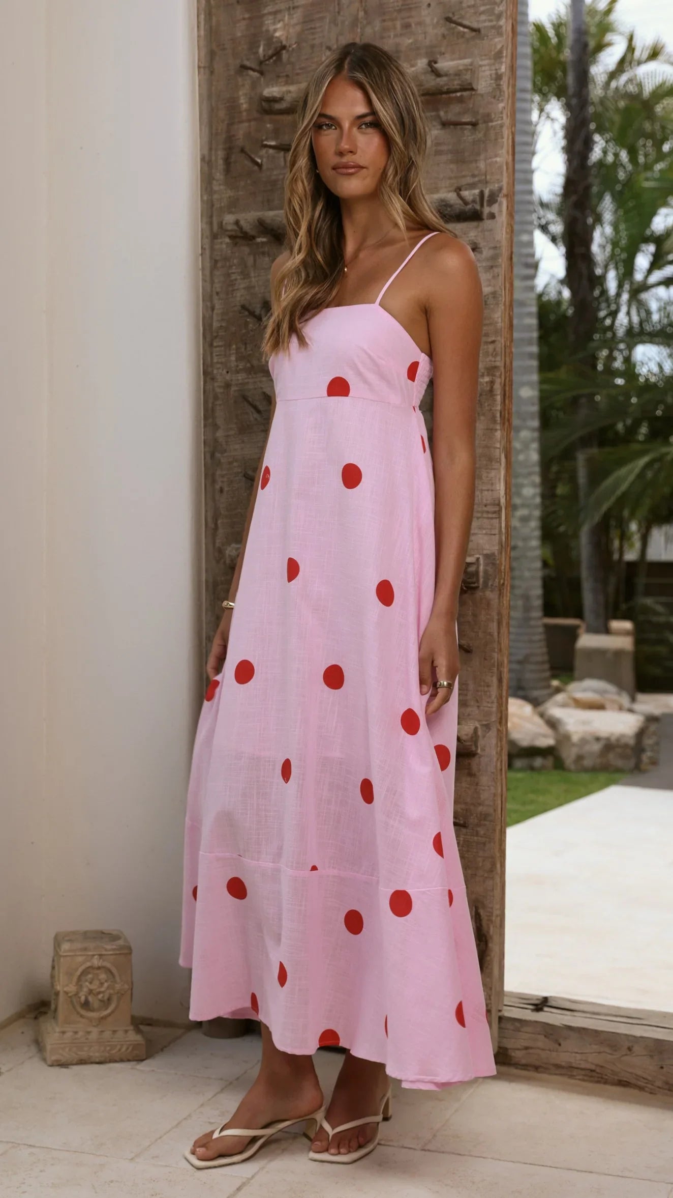 Marcel Maxi Dress - Pink/Red Polka