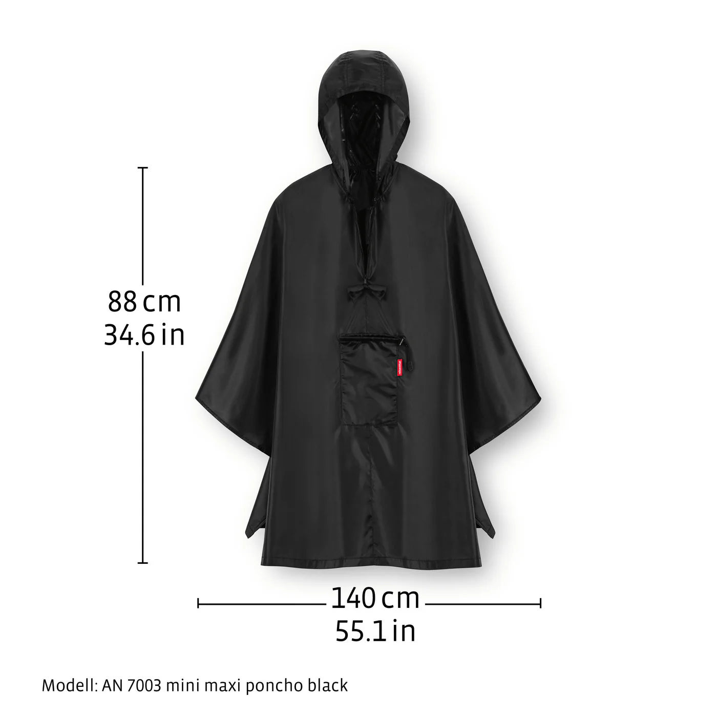 Mini Maxi Poncho Black
