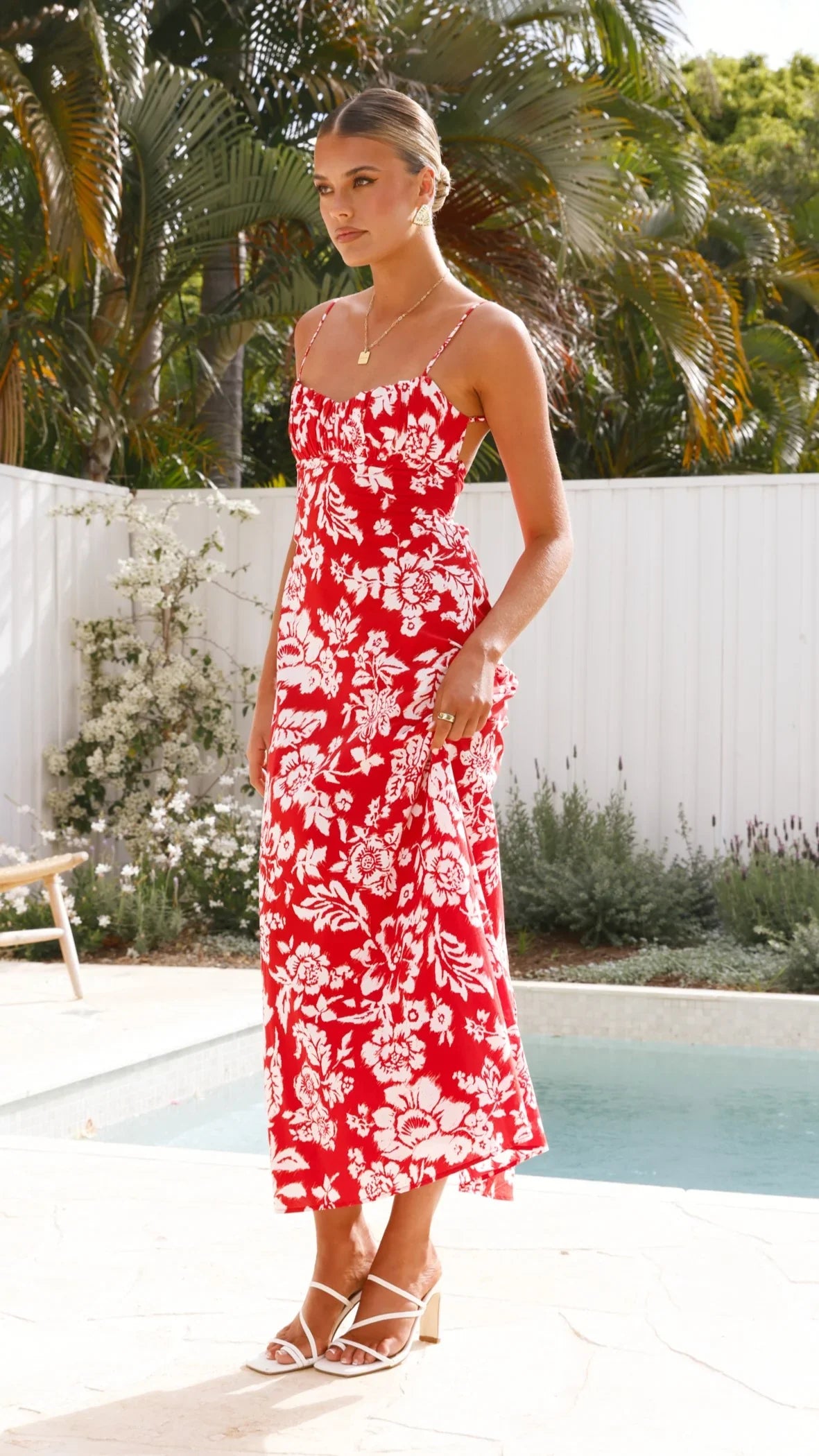 Margie Midi Dress - Red Floral