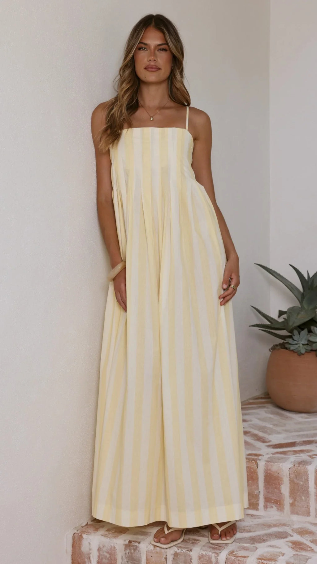 Pippa Maxi Dress - Yellow Stripe