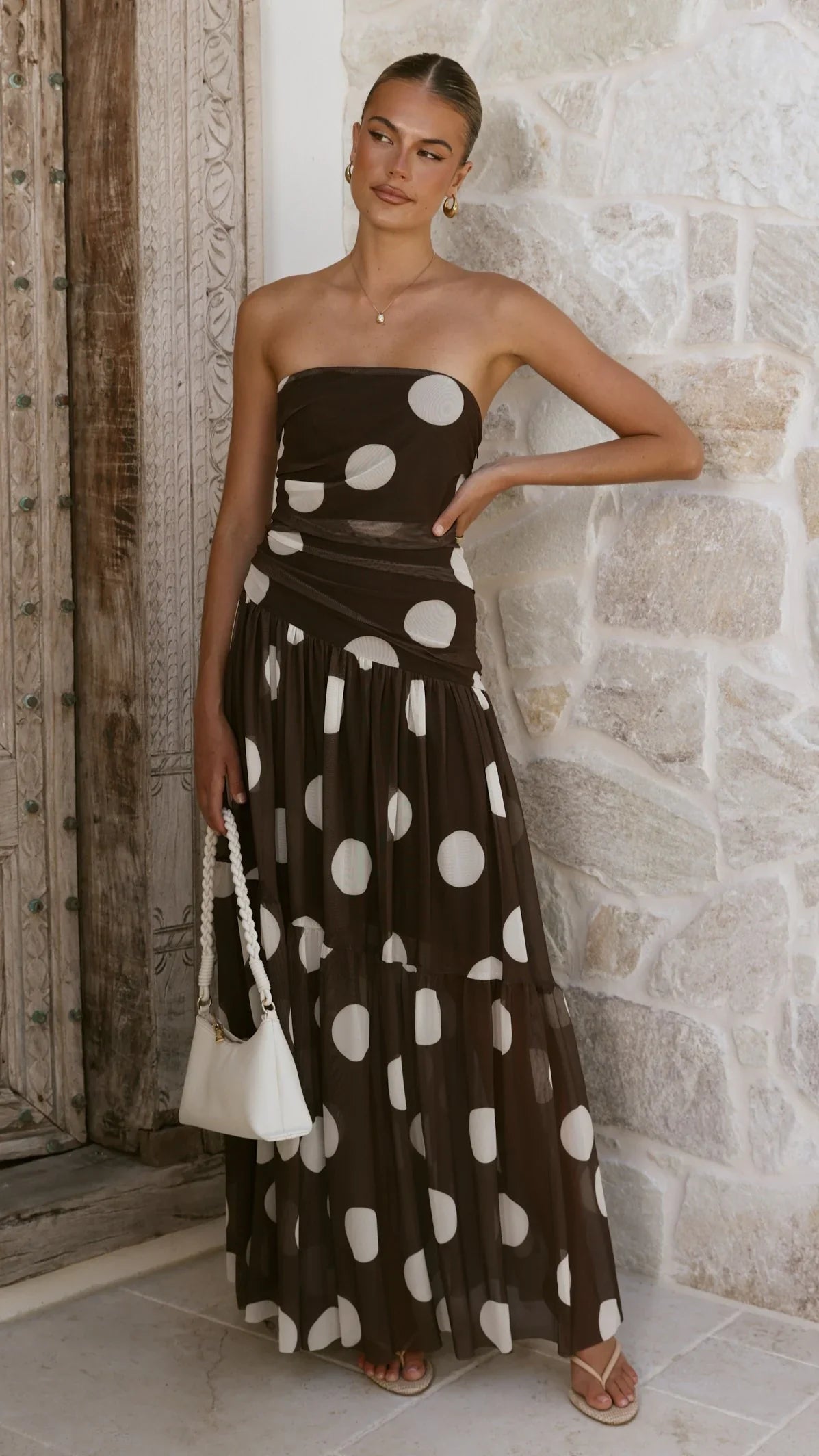 Riko Strapless Maxi Dress - Chocolate Spot