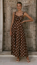 Kara Maxi Dress - Chocolate Polka