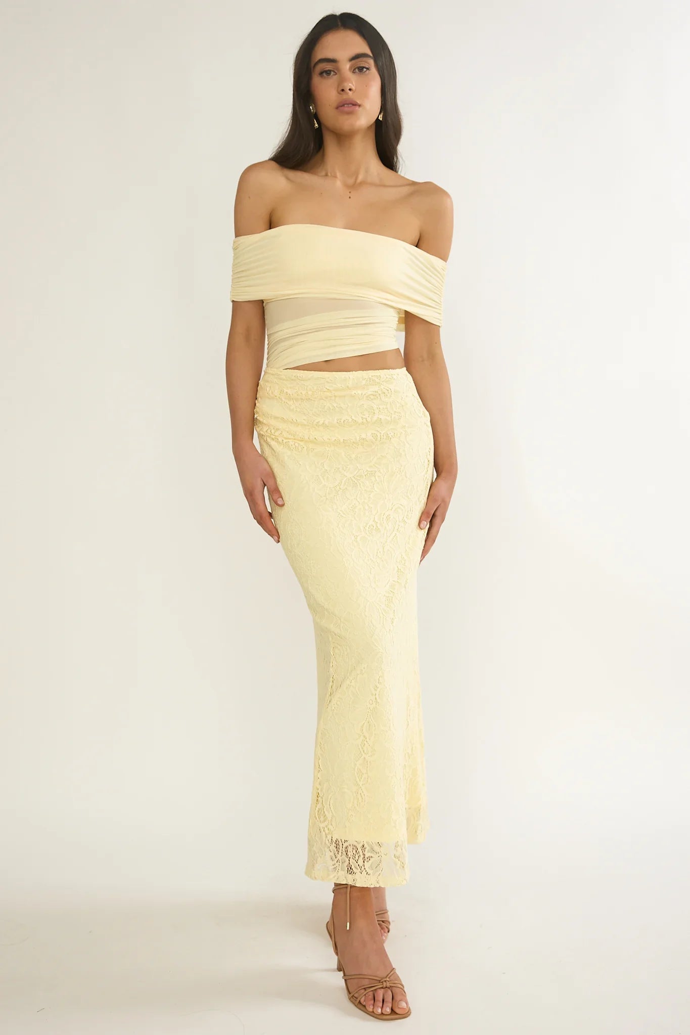 Lorely Off-Shoulder Lace Maxi Dress Butter