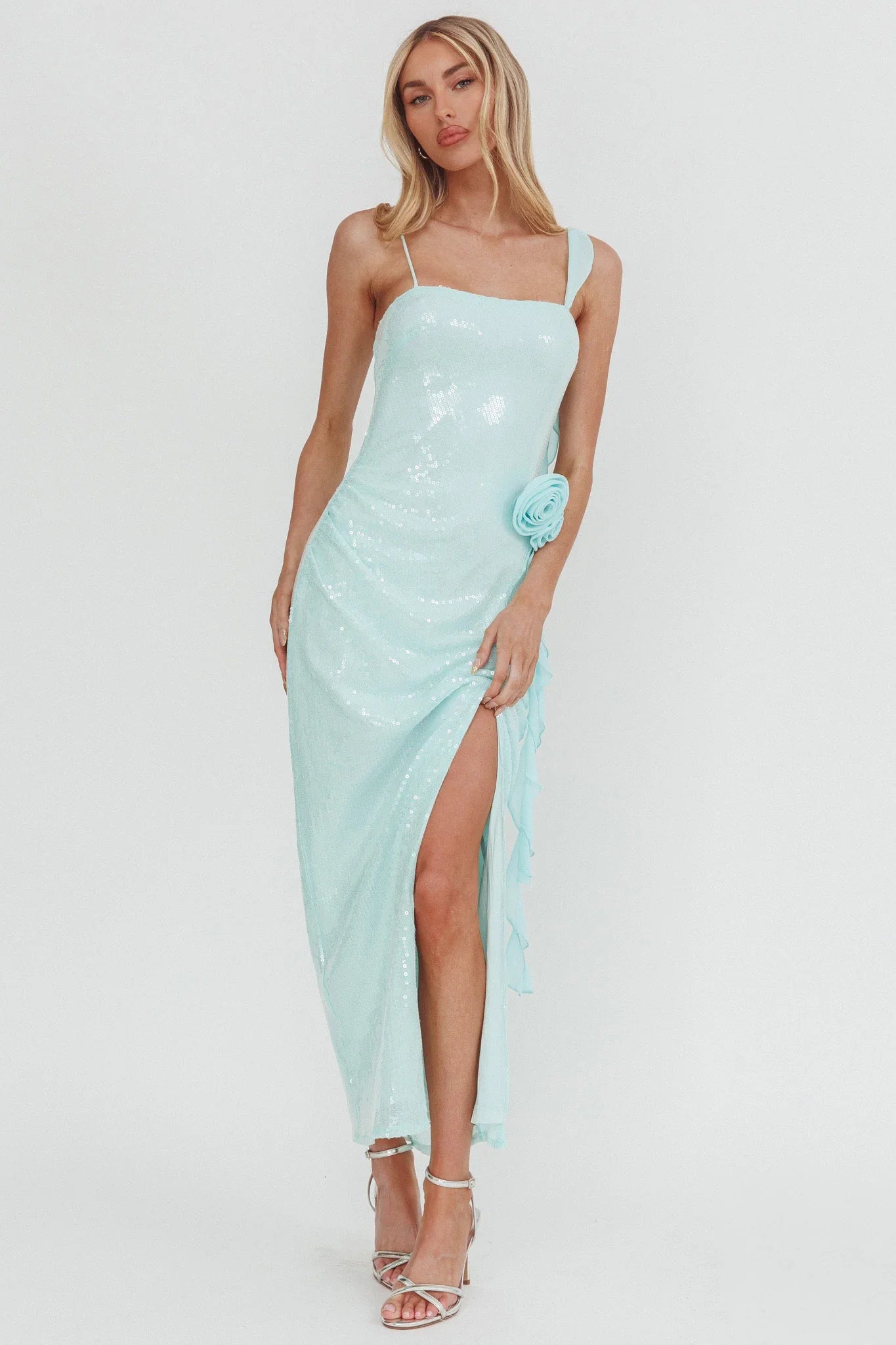 She Glows Cami Strap Sequin Maxi Dress Mint