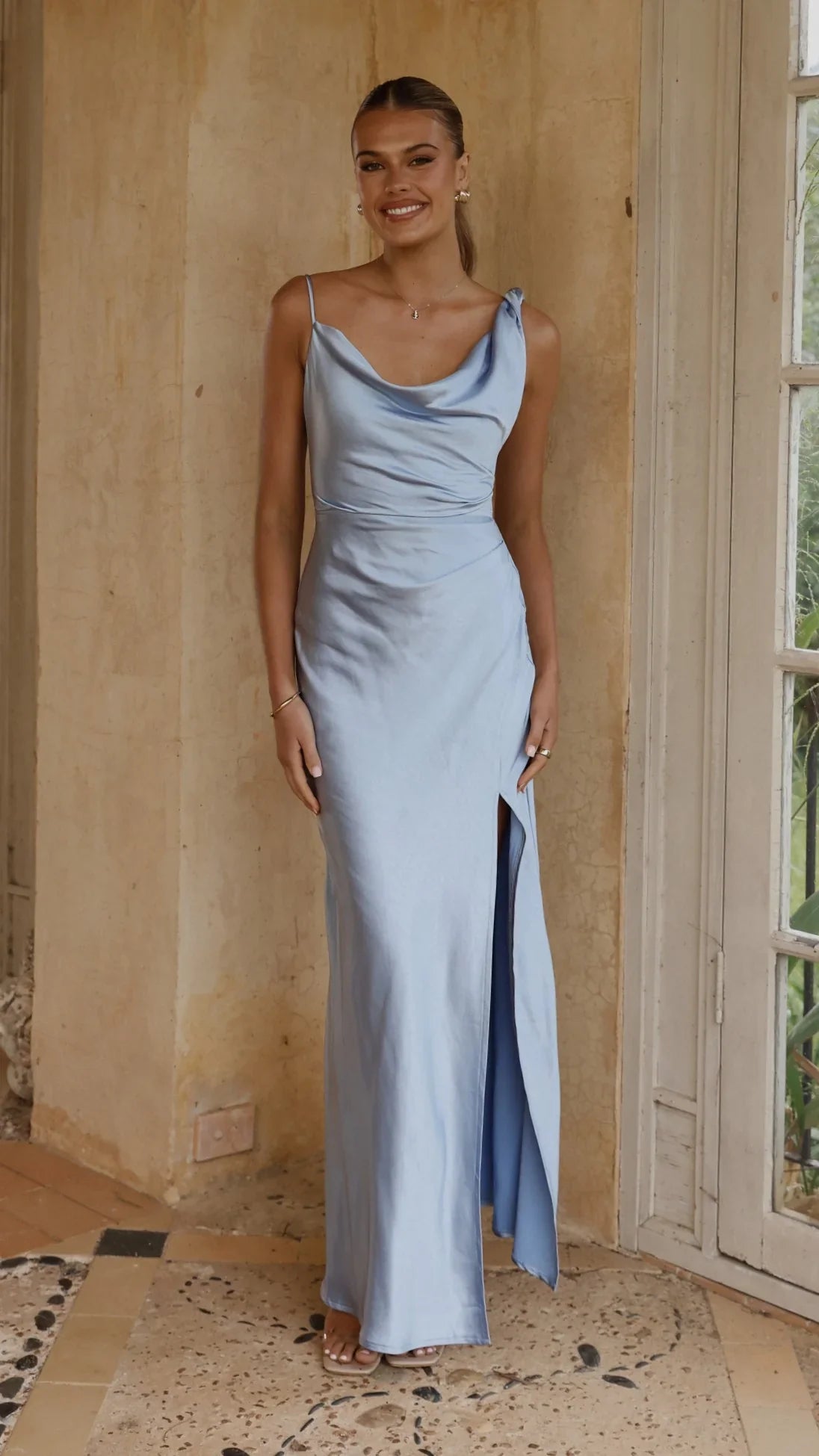 Iris Asymmetrical Maxi Dress - Blue