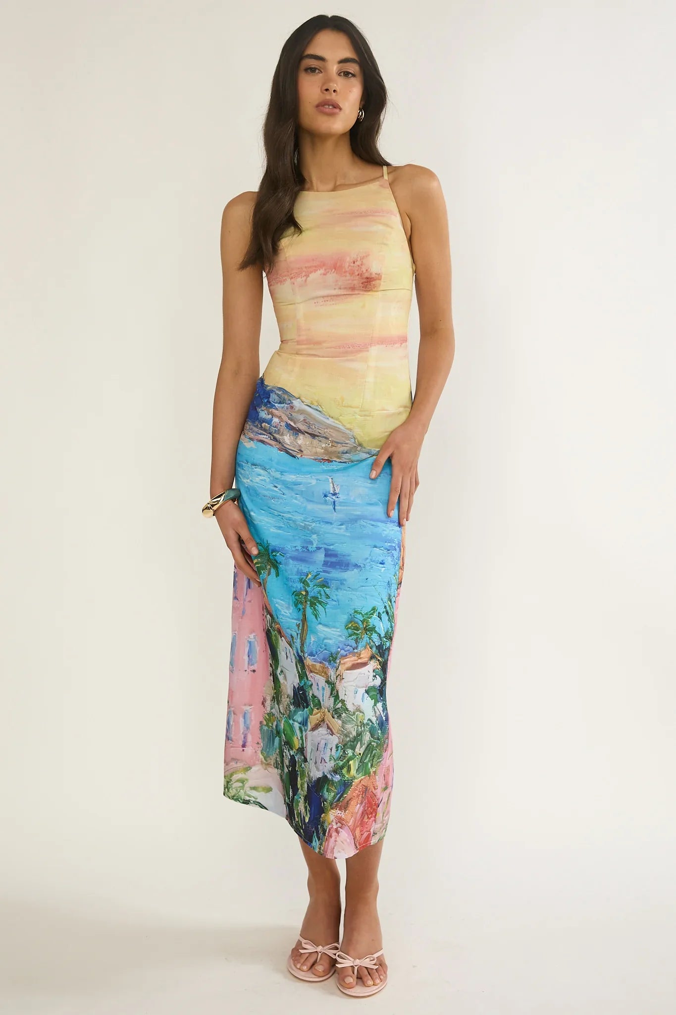 No Ordinary Girl Tied Back Maxi Dress Euro Print