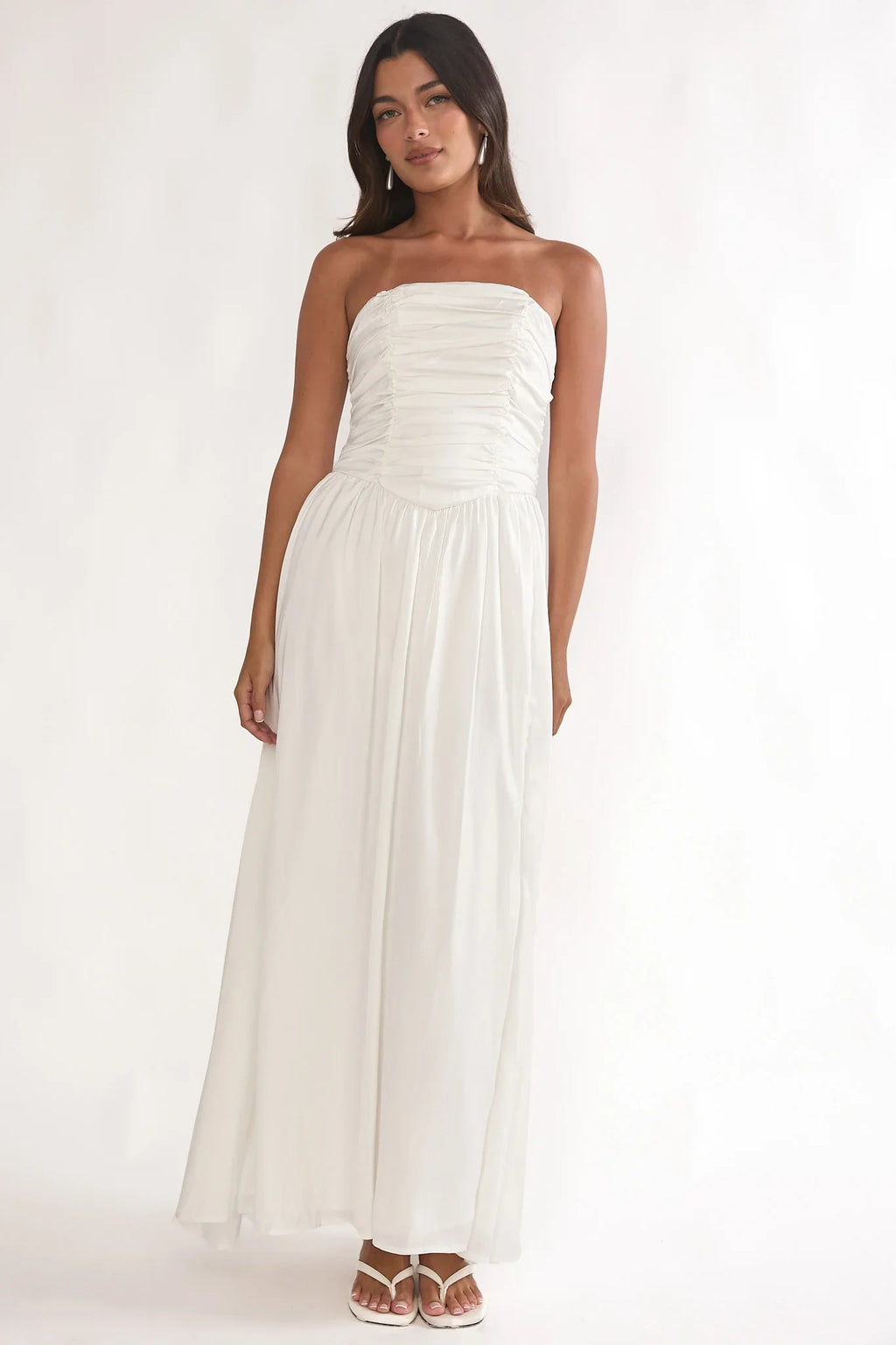 Adalynne Strapless Bow Back Maxi Dress White