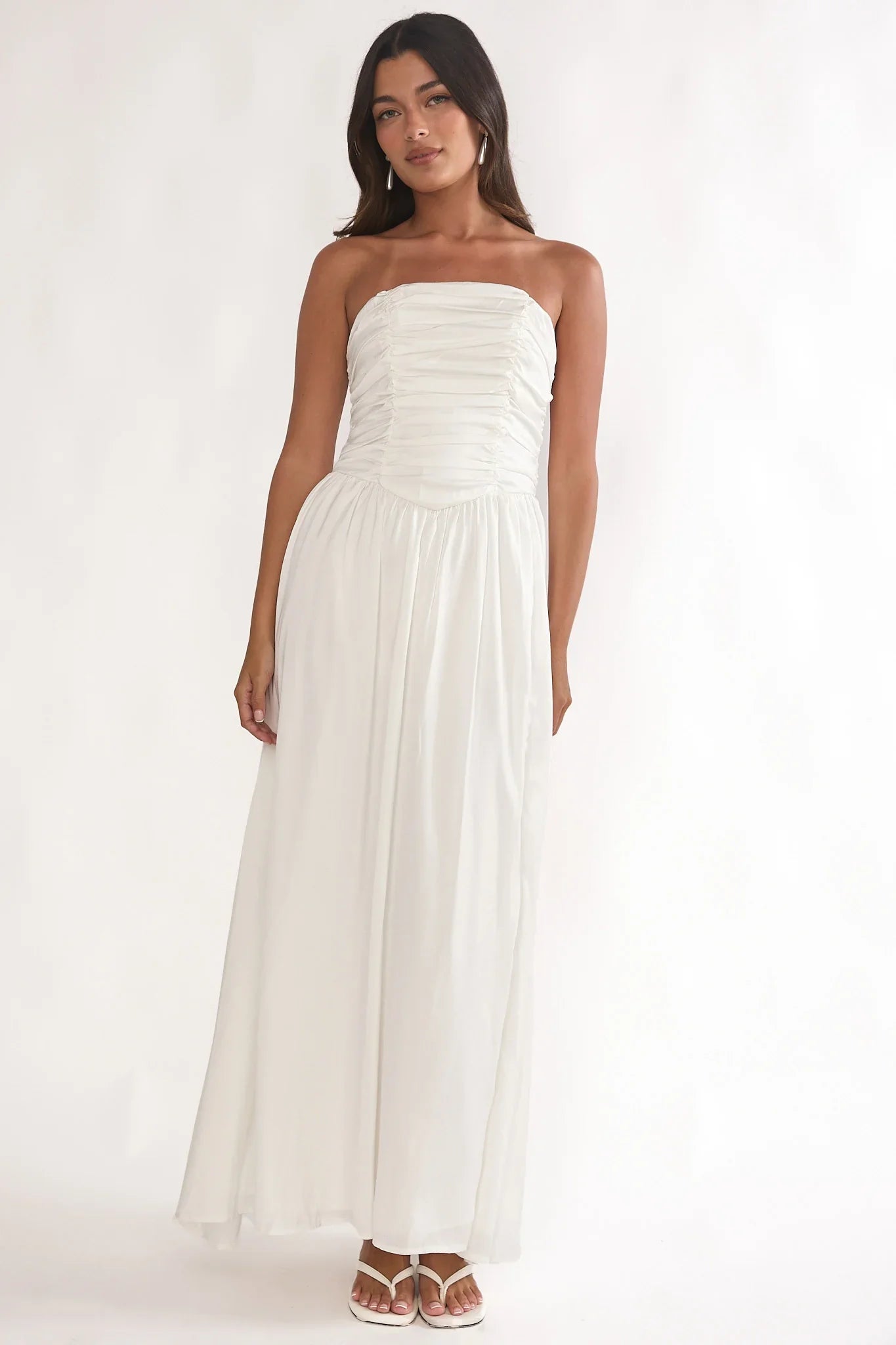 Adalynne Strapless Bow Back Maxi Dress White