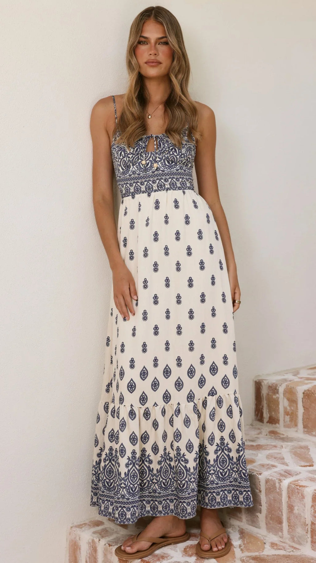 Sable Maxi Dress - Blue/White
