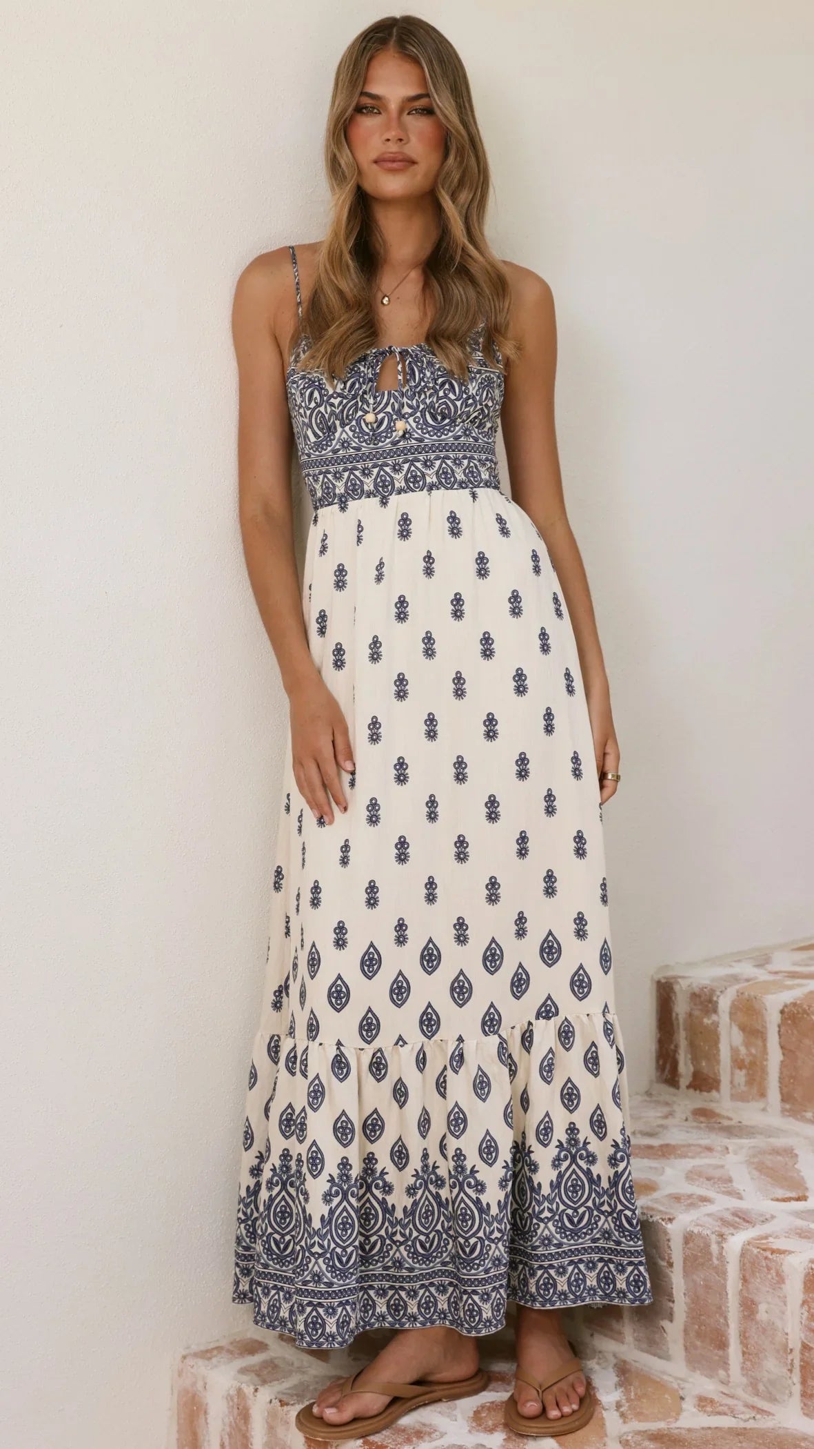 Sable Maxi Dress - Blue/White