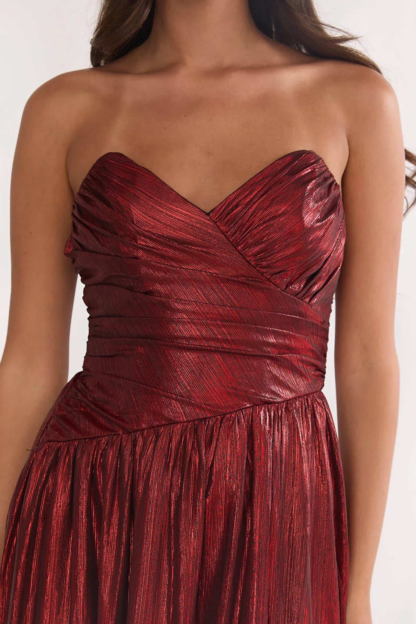 Marin Pointed Sweetheart Maxi Dress Wine