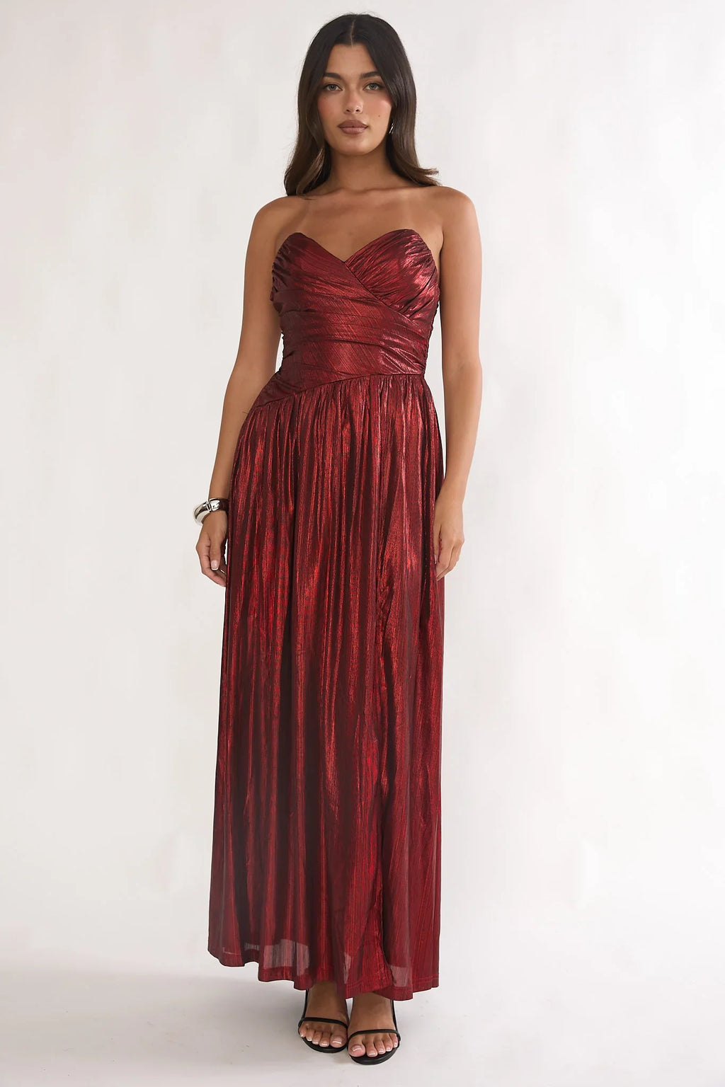 Marin Pointed Sweetheart Maxi Dress Wine