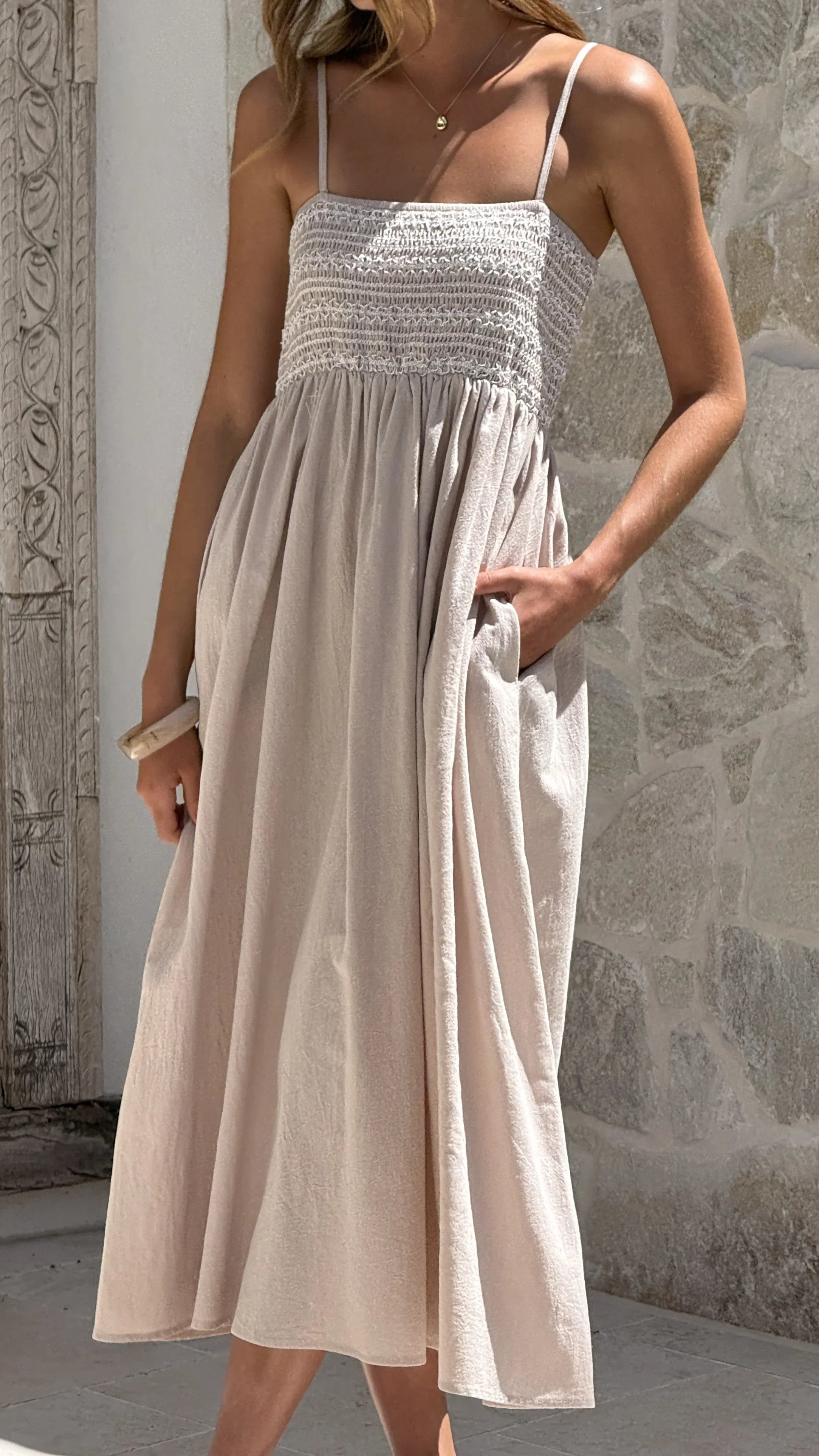 Kinsley Midi Dress - Beige