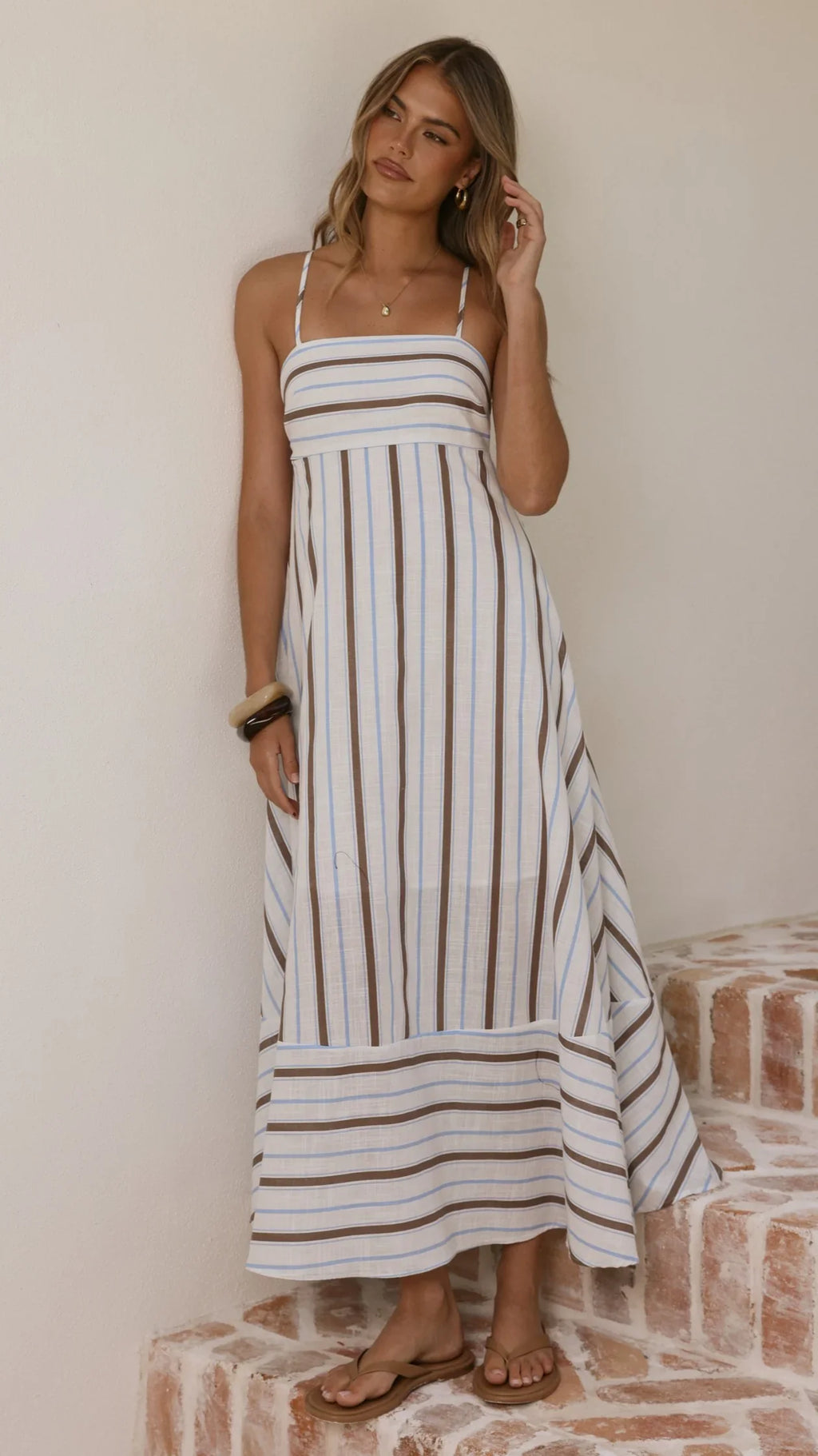 Marcel Maxi Dress - Choc/Blue Stripe
