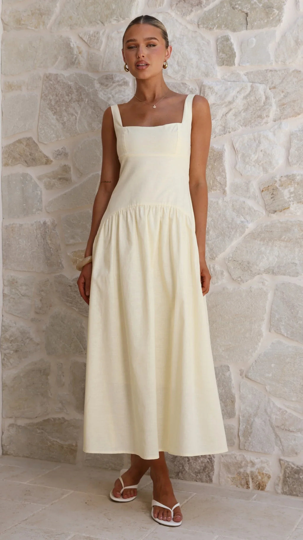 Lucy Drop Waist Maxi Dress - Butter