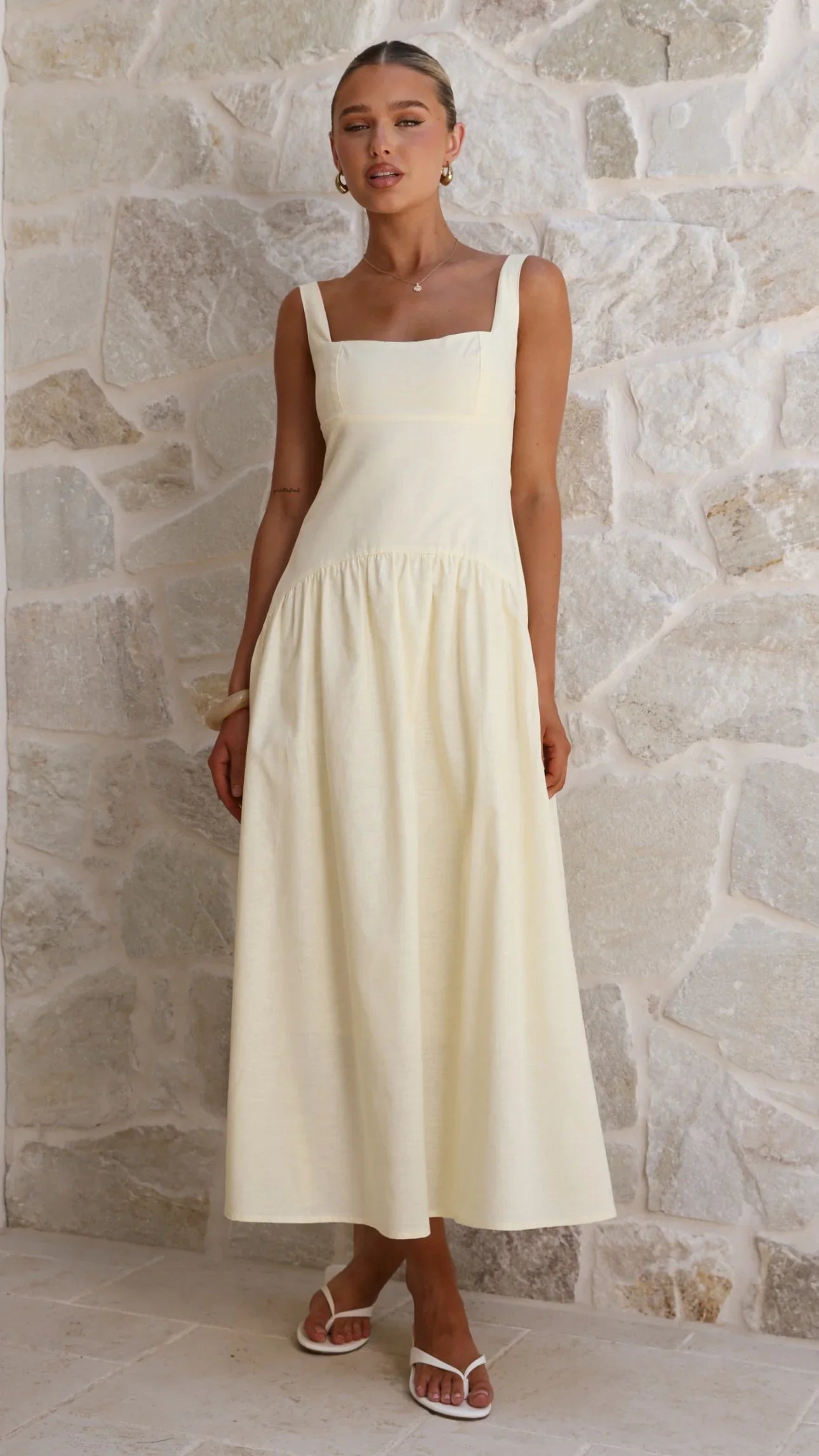 Lucy Drop Waist Maxi Dress - Butter