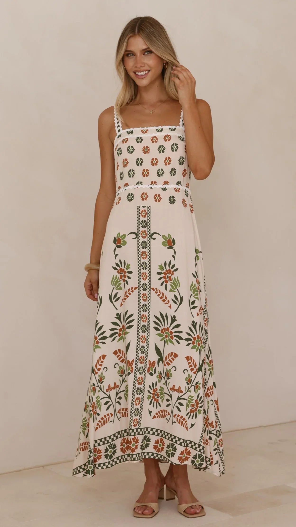 Michaela Maxi Dress - Green Floral