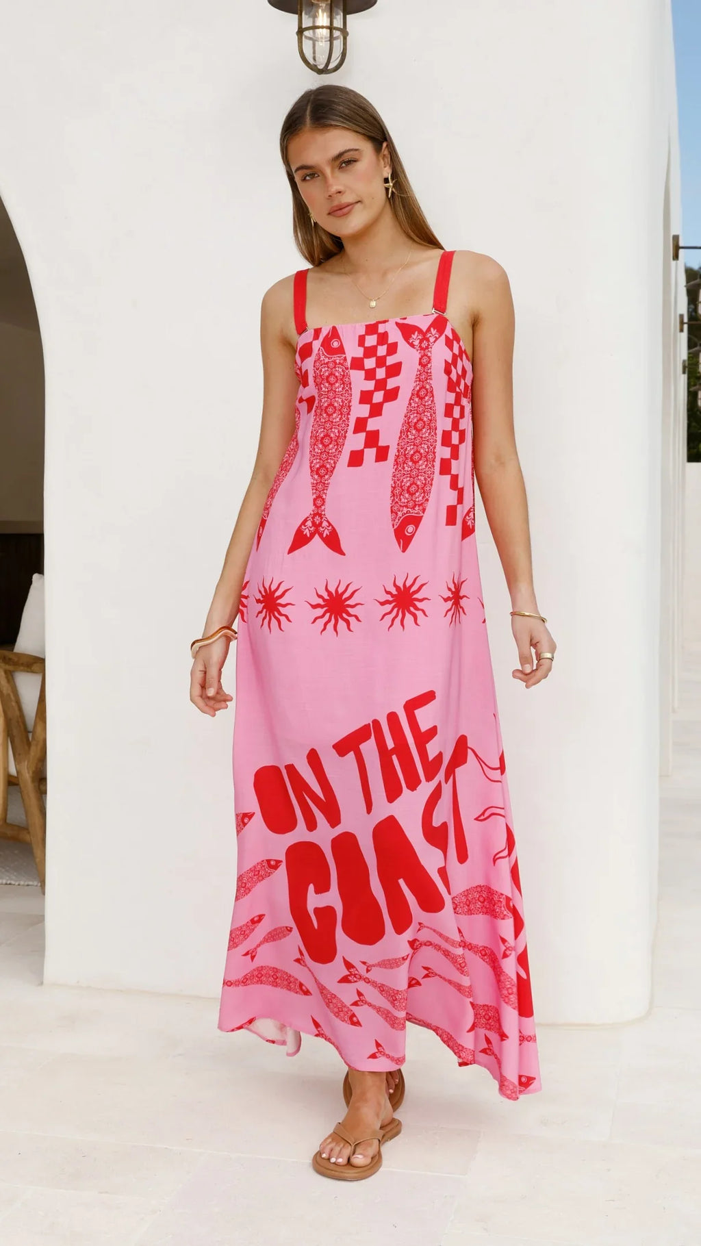 Elidie Maxi Dress - Pink/Red Tide