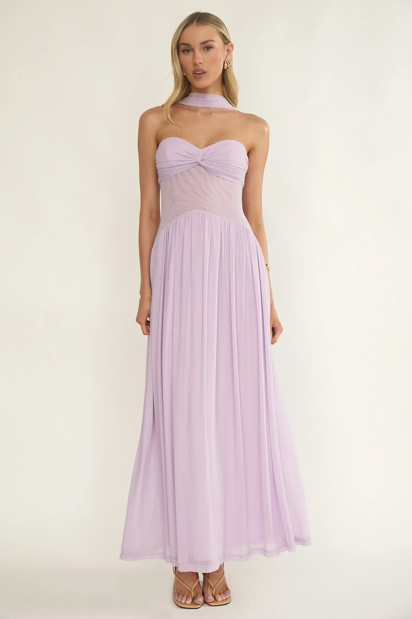 Annita Sheer Waist Maxi Dress Lilac