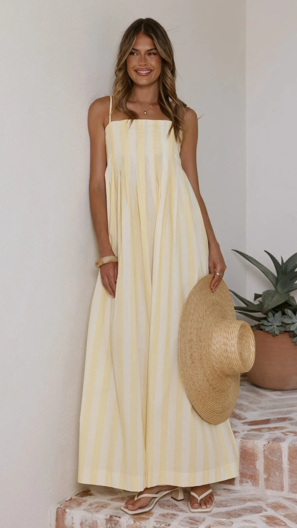 Pippa Maxi Dress - Yellow Stripe