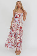 Echoes Tied Back A-Line Midi Dress Floral Lilac