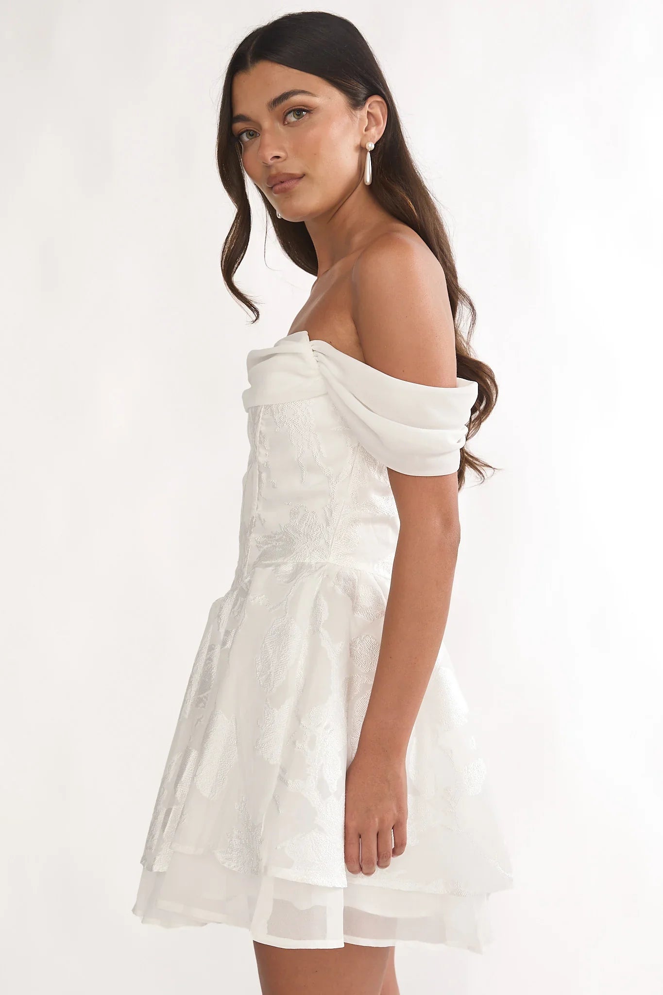 Lusting Off Shoulder Mini Dress White
