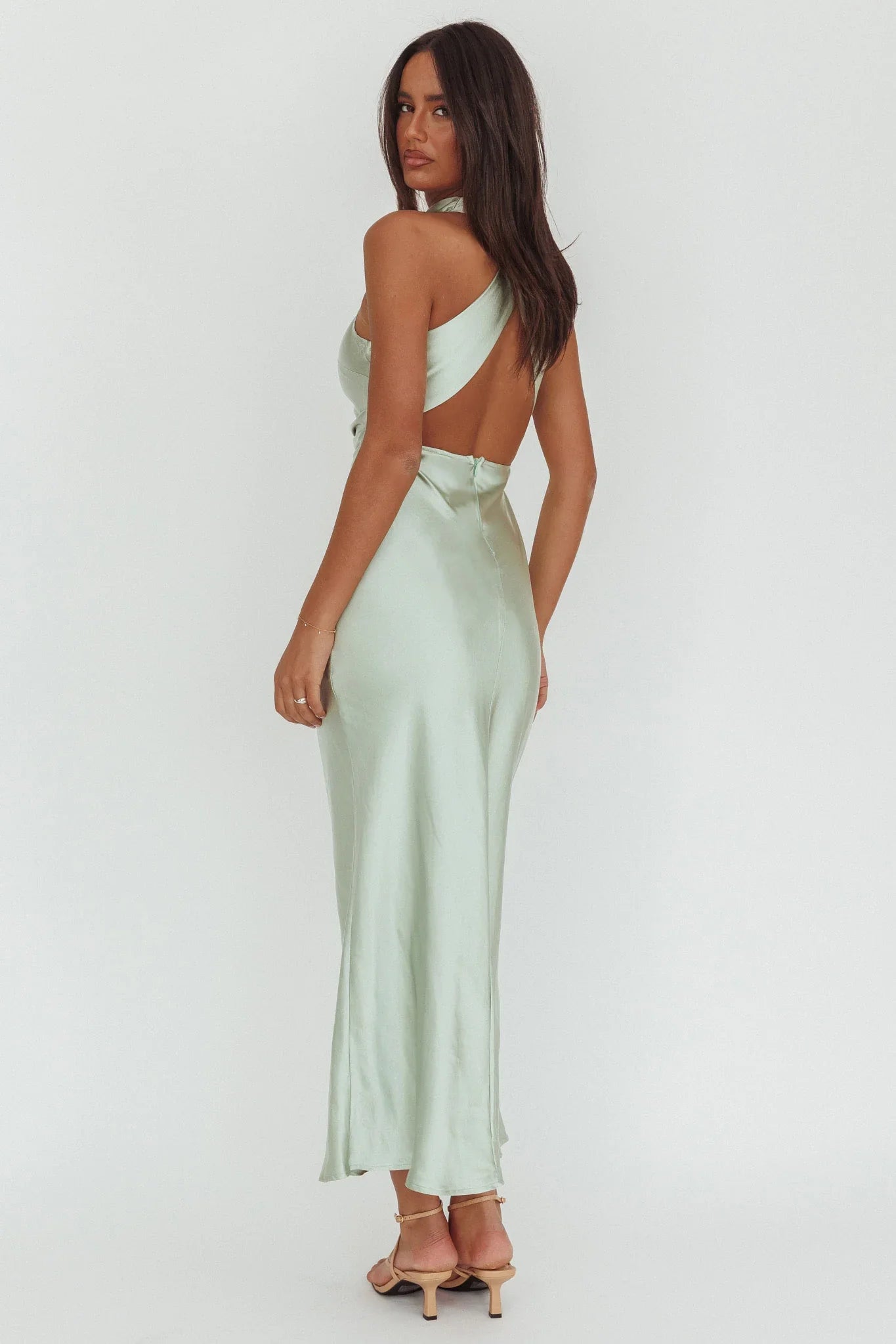 Moonlight Mirage Criss-Cross Back Maxi Dress Pistachio