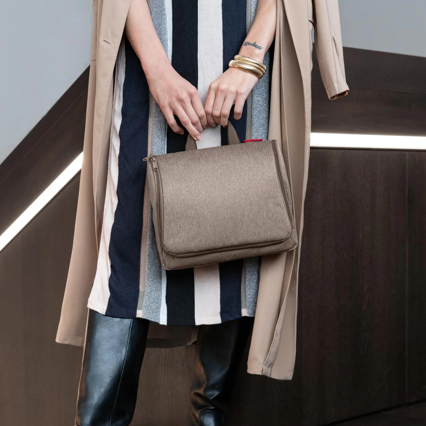 Toiletbag Xl Herringbone Mokka