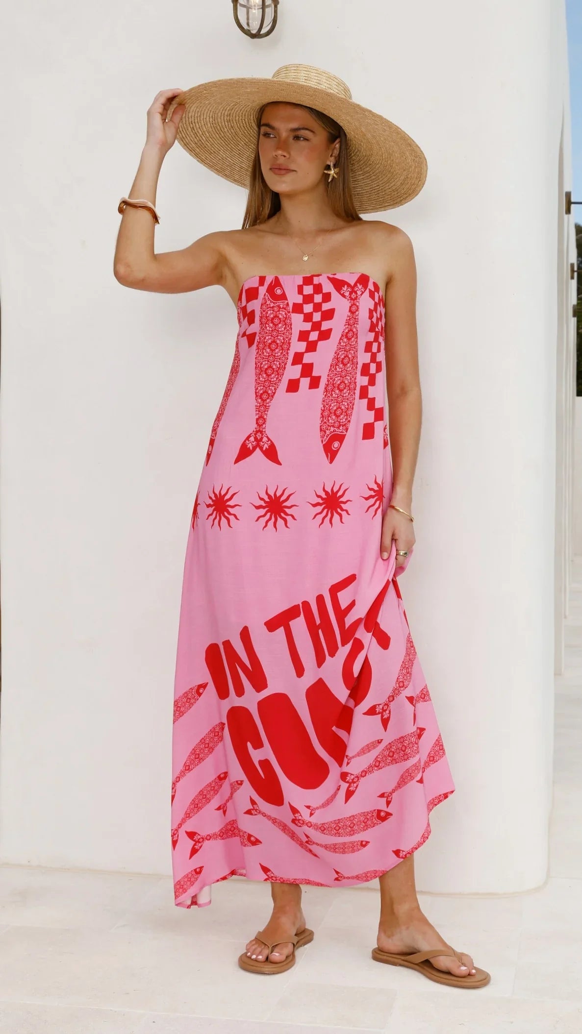 Elidie Maxi Dress - Pink/Red Tide
