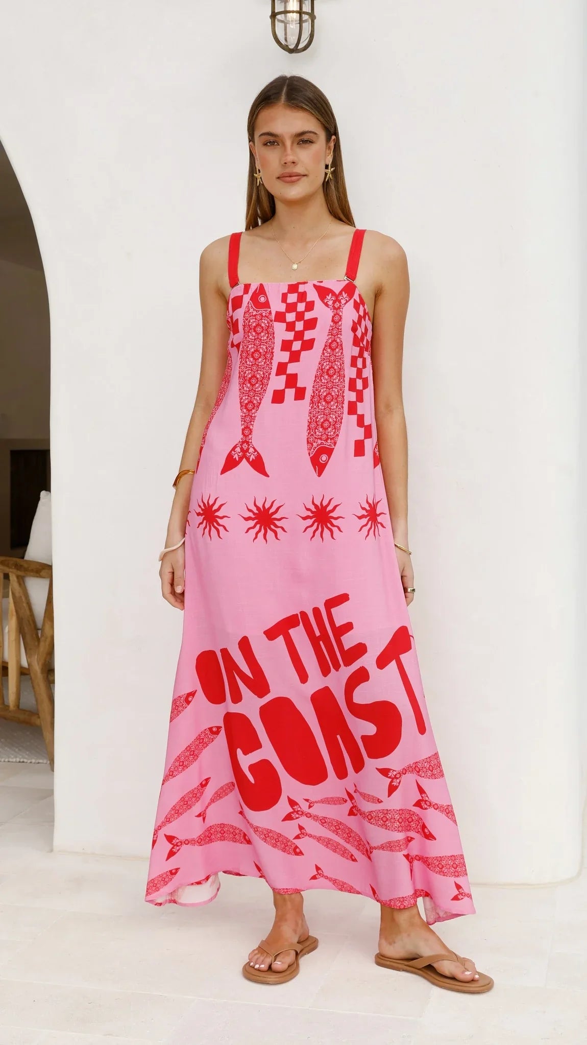 Elidie Maxi Dress - Pink/Red Tide