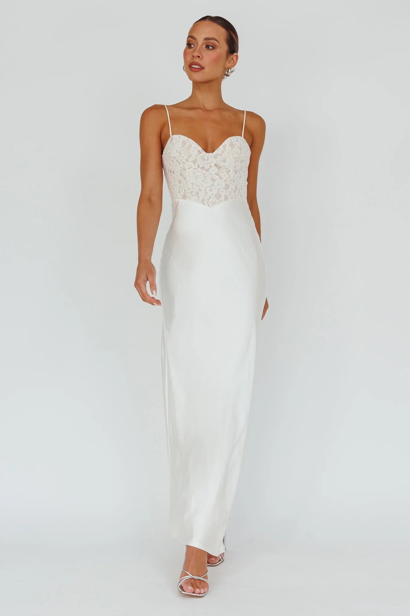 Evening Star Lace Bodice Maxi Dress Ivory