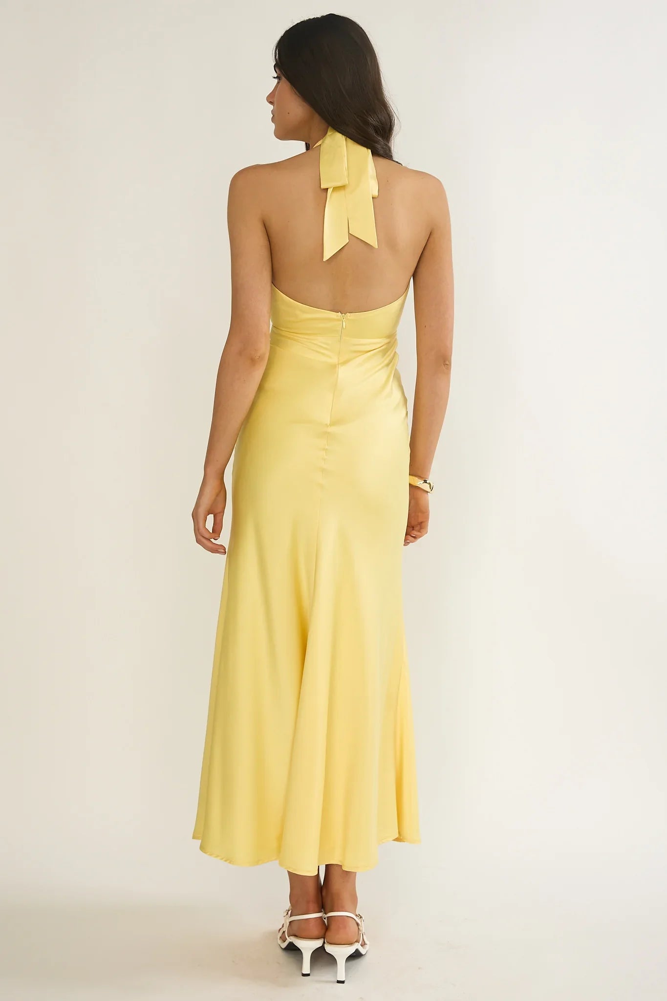 Vale 3D Flower Halter Maxi Dress Sunflower