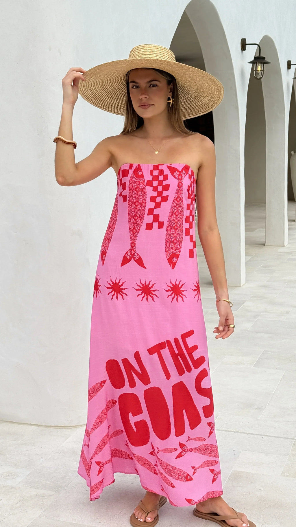 Elidie Maxi Dress - Pink/Red Tide