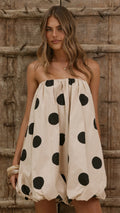 Everly Strapless Mini Dress - Oat/Black Polka