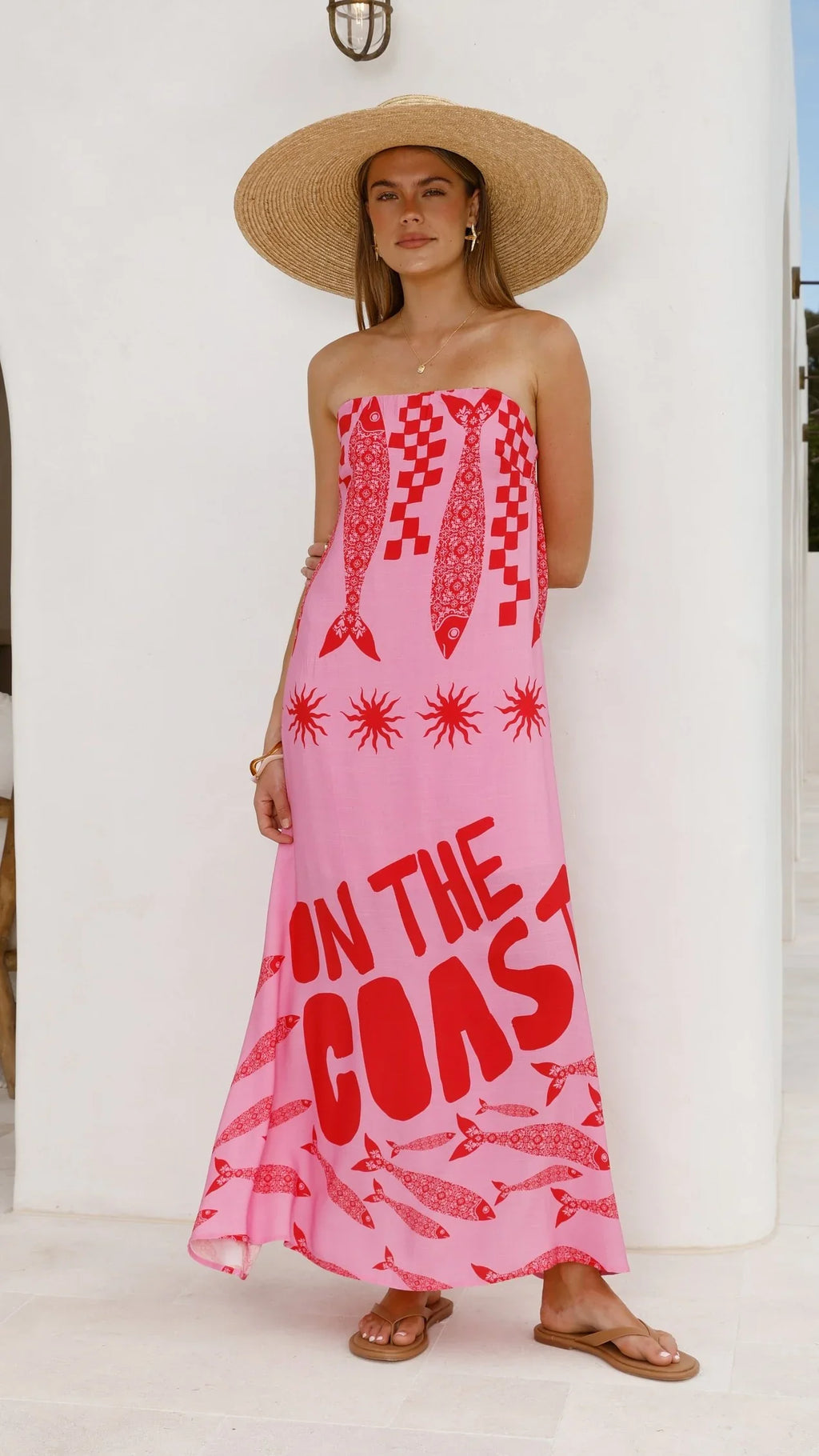 Elidie Maxi Dress - Pink/Red Tide
