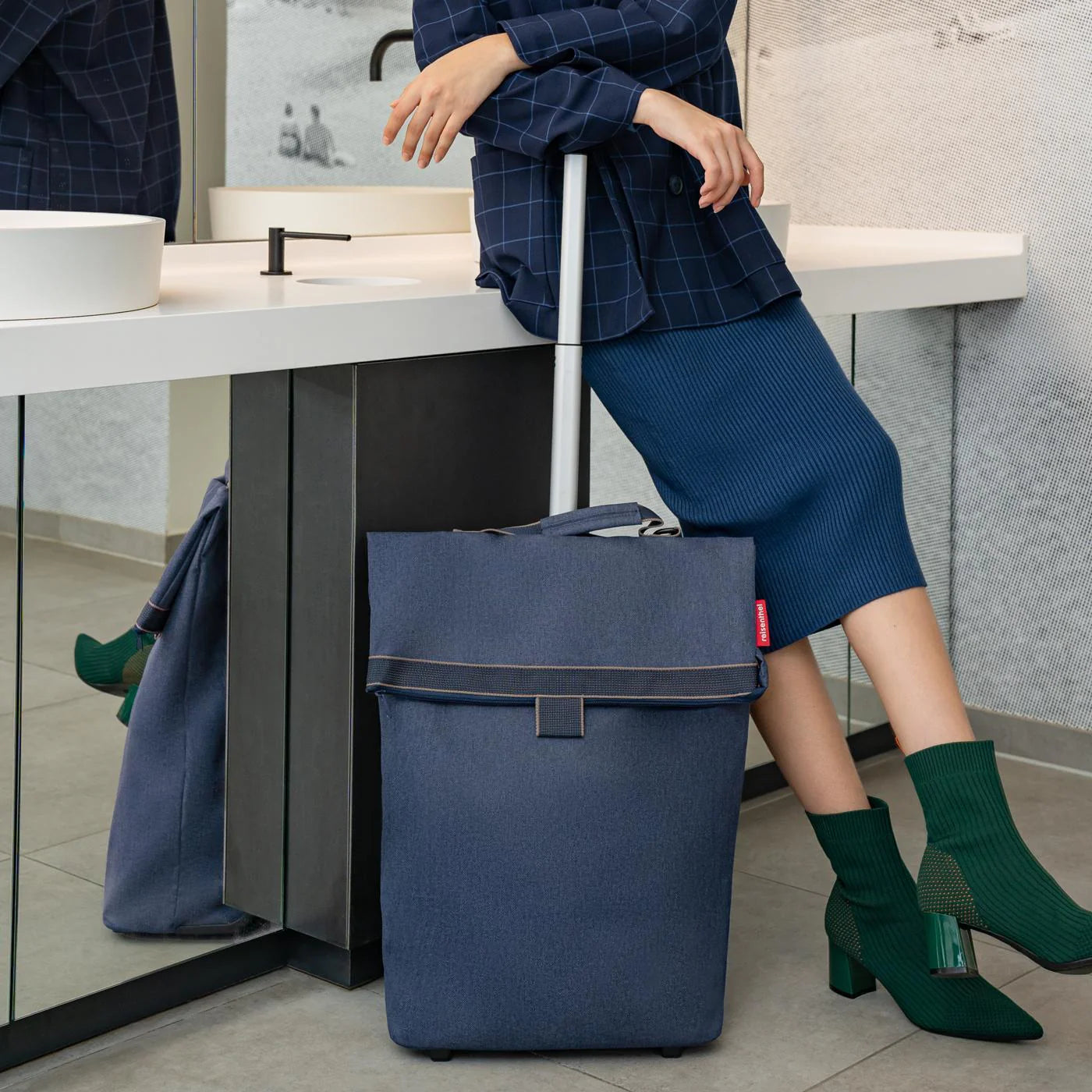 Trolley M Herringbone Dark Blue