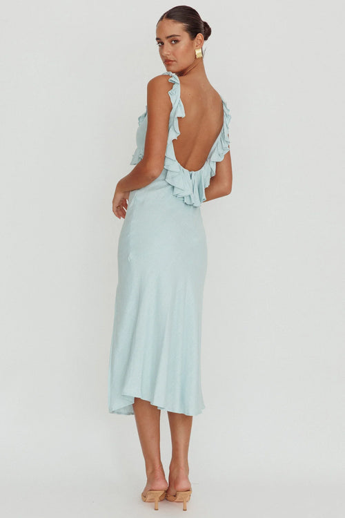 Alba Midi-Kleid mit Rüschensaum Babyblau