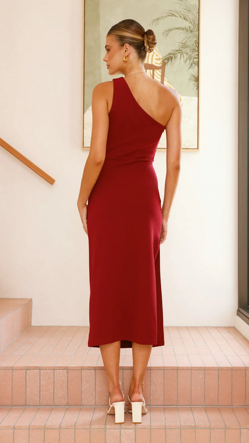 Alaina Midikleid – Weinrot