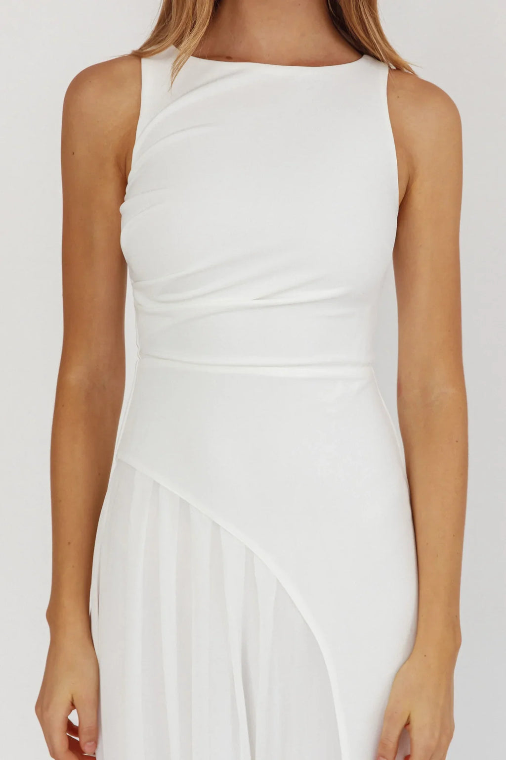 Ibis Pleat Detail Maxi Dress Off White