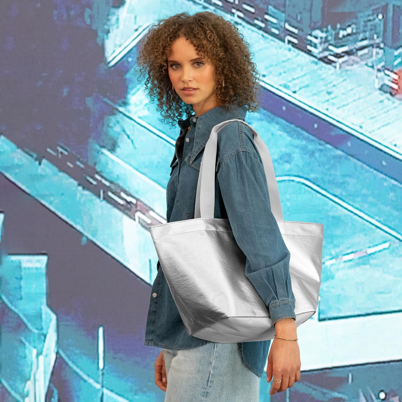 Shopper M Silver Crackle